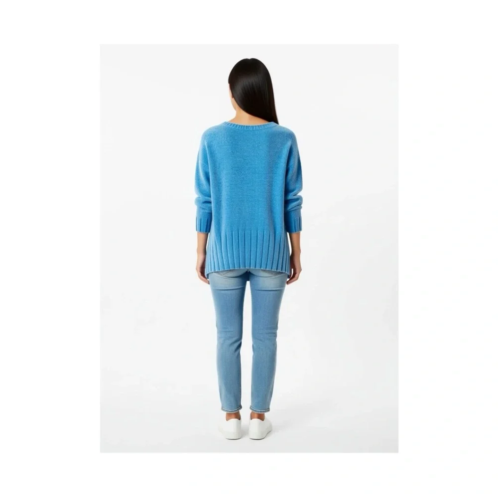 Seven7 Women's Sky Blue Crew Neck Sweater - Picture 2 of 4